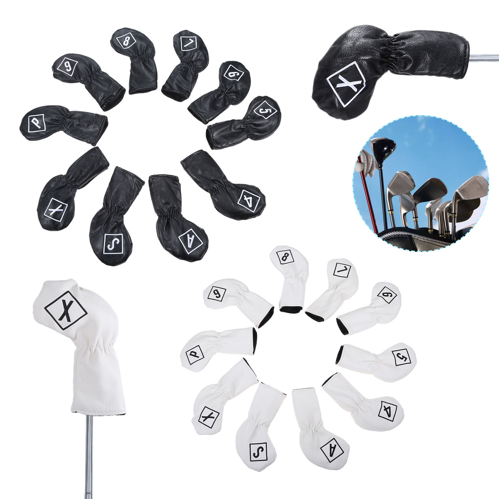 10Pcs/Set PU Leather Golf Head - X Golf Equipment ulasan dan harga